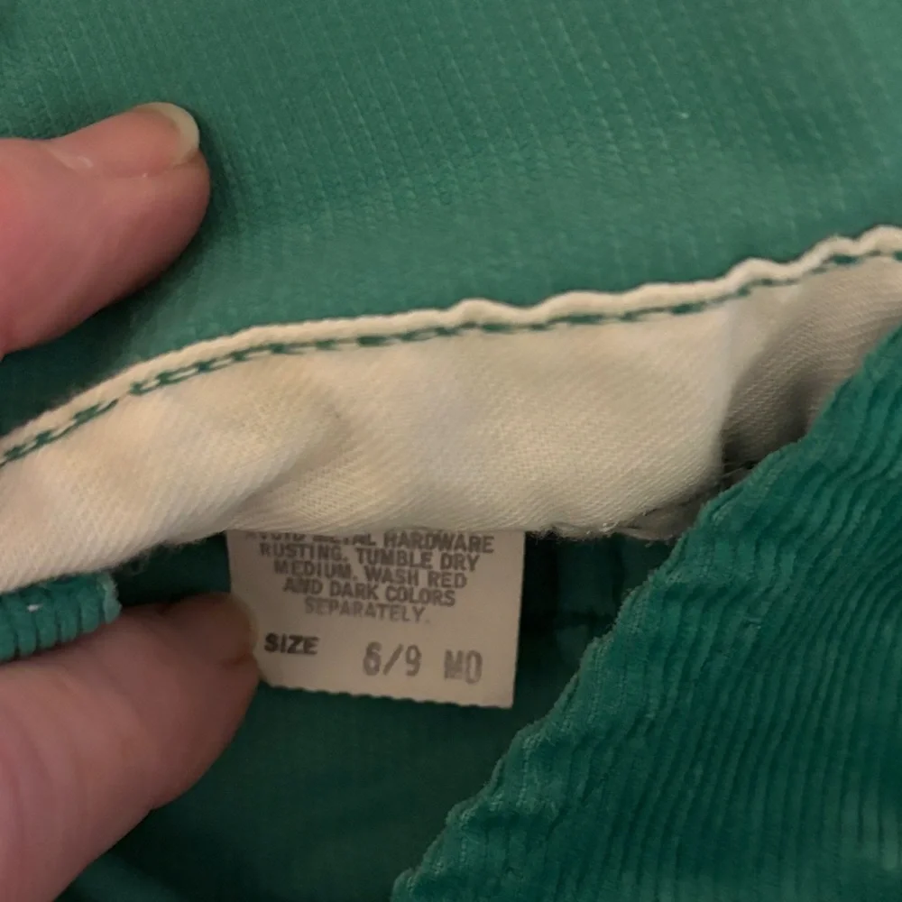 Vintage OshKosh B'gosh Kids Green  Corduroy Overalls Sz 6/9 Months - Picture 8 of 10